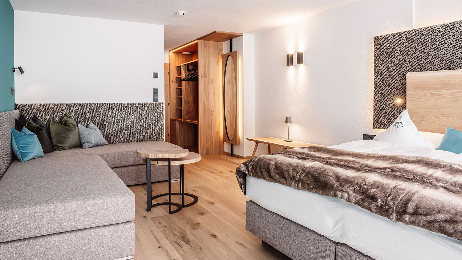 Sleeping area with box spring beds